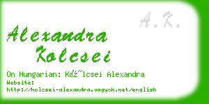 alexandra kolcsei business card